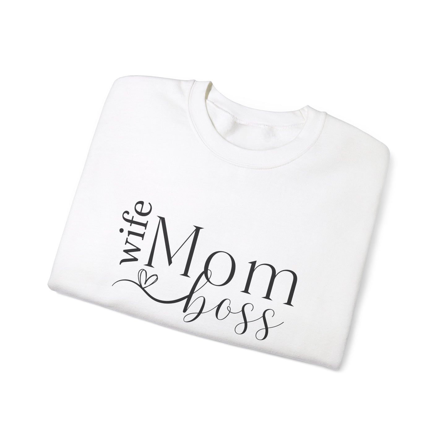 Gifts for Mom | Mom Wife Boss Crew Neck Sweatshirt for Mom