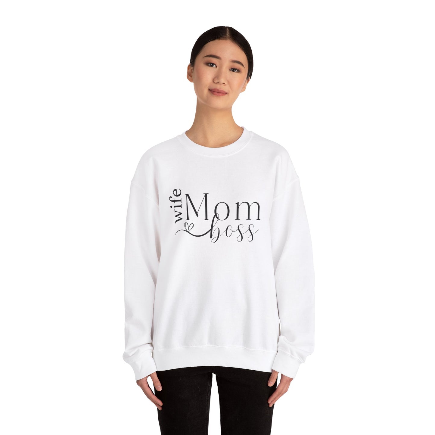 Gifts for Mom | Mom Wife Boss Crew Neck Sweatshirt for Mom