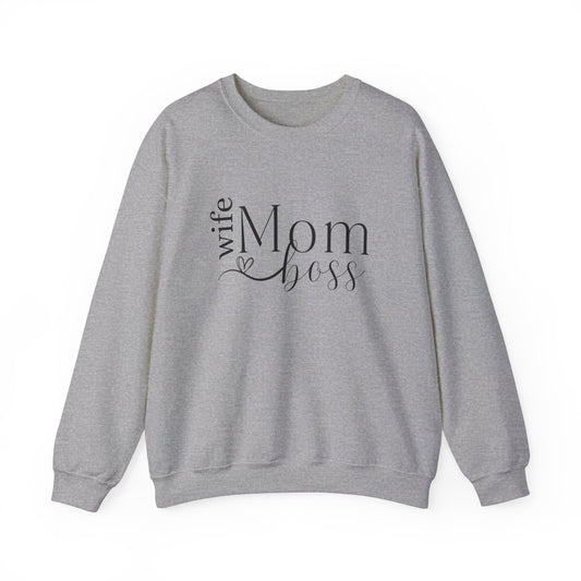 Gifts for Mom | Mom Wife Boss Crew Neck Sweatshirt for Mom
