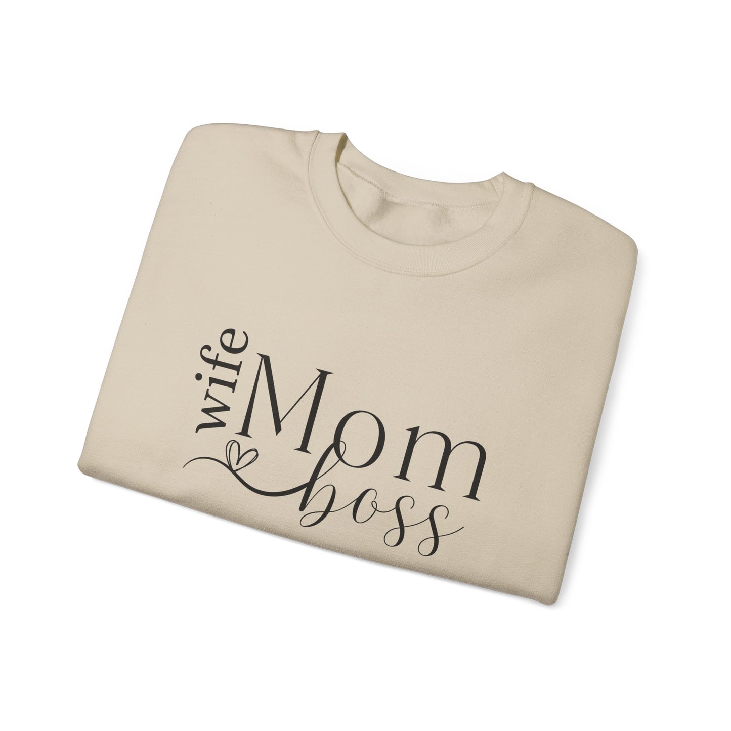 Gifts for Mom | Mom Wife Boss Crew Neck Sweatshirt for Mom