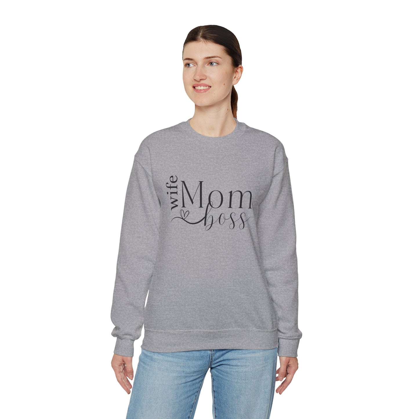 Gifts for Mom | Mom Wife Boss Crew Neck Sweatshirt for Mom