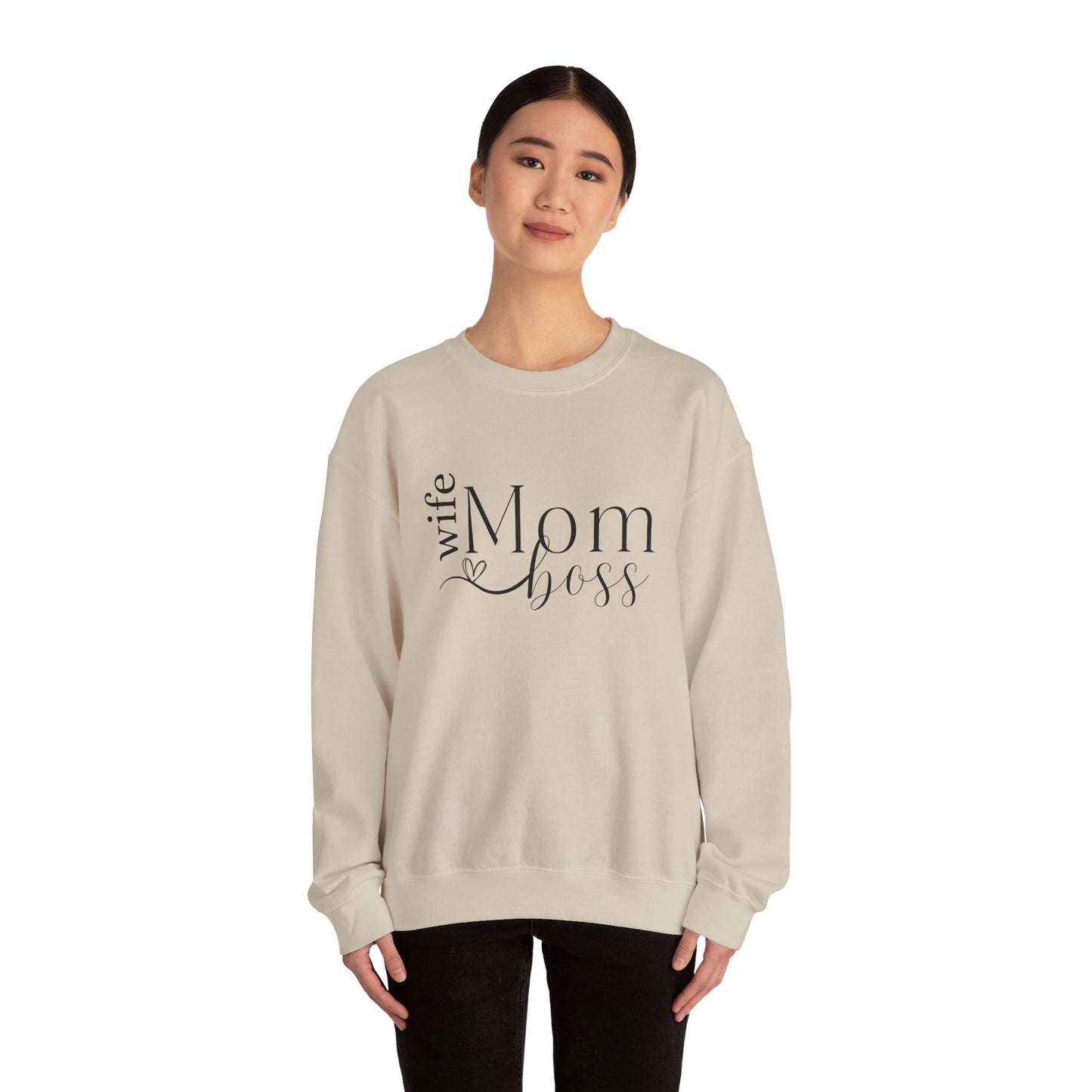 Gifts for Mom | Mom Wife Boss Crew Neck Sweatshirt for Mom